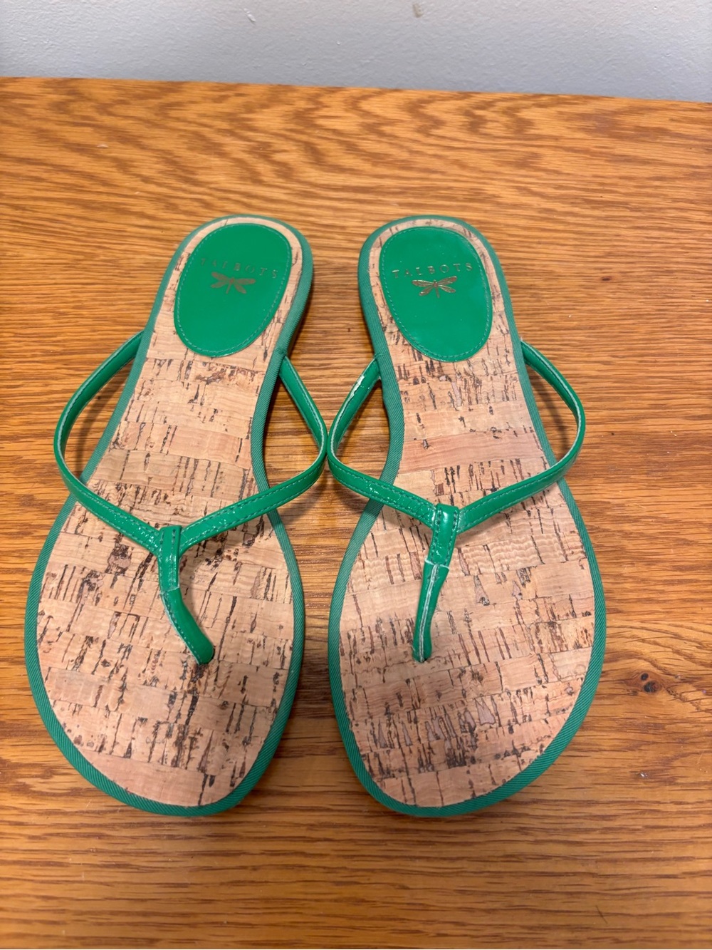 Talbots Green Cork-Print Thong Sandals